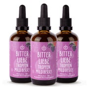 Produktabbildung: BitterLiebe - Bittertropfen Berry mild - Bitterstoffe Tropfen ohne Alkohol mit Fruchtgeschmack - Artischocke & Löwenzahn für die Verdauung 3x 100 ml