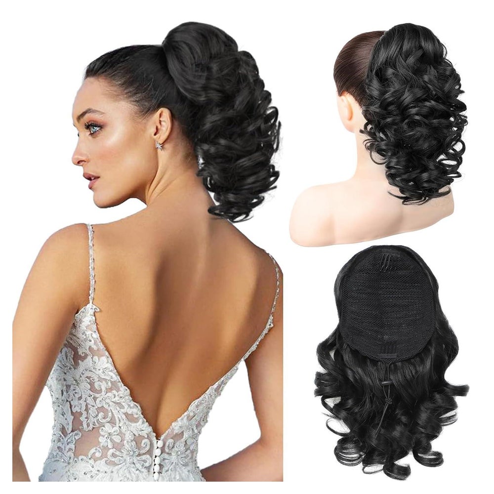 Pferdeschwanz Haarteil Kordelzug Extensions Synthetik Clip S 1 St