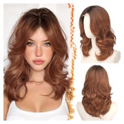 Perücke Kurze Bodywave Schulterlang Kupfer Synthetik Ombre A 1 St