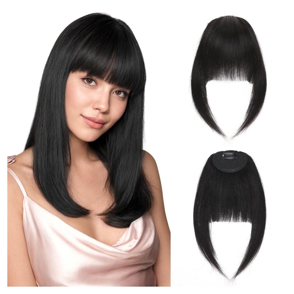 Pony Haarteil Clip in Französischer Pony 14g 1B Natürliches 1 St