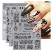 Nagelsticker 3D Selbstklebend Blumen Nageldesign Schwarz Wei 1 St
