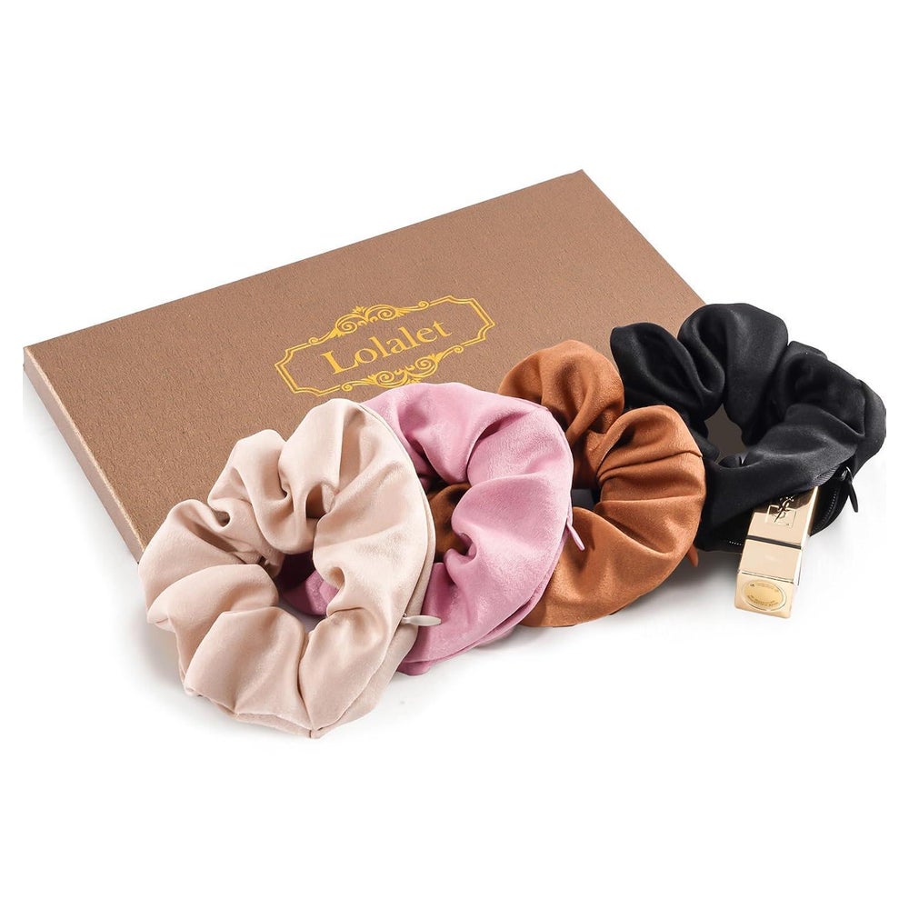 4er-Pack Lolalet Haargummis Scrunchies mit versteckter Tasch 1 St