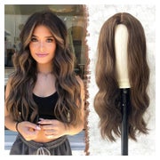 Perücke Locken lange Mittelscheitel Damen synthetisch Braun 1 St