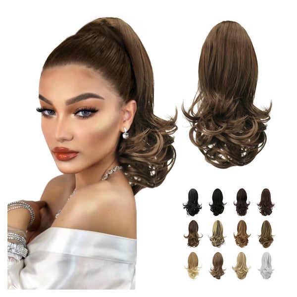 Sofeiyan 33cm Lockiger Pferdeschwanz Clip-In Haarverlängerung, Goldbraun