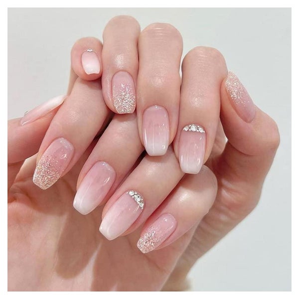 Kunstnägel 24 Stück Ballerina Kurz Licht Rosa Weißem 1 ml (1 1 St