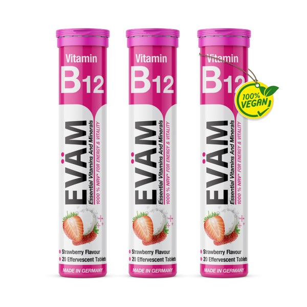Vitamin B12 Brausetabletten 1000% hochdosiert Vegan 3er Pack 60 St