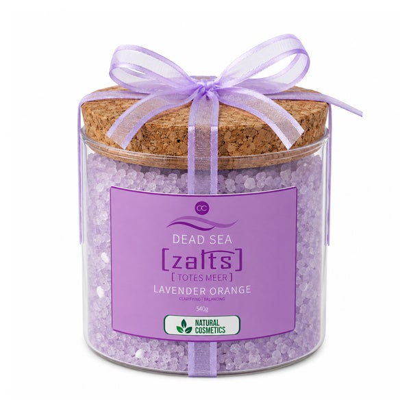 Accentra Badesalz Lavendel-Orange mit ätherischen Ölen im Glas mit Korkdeckel 540 g