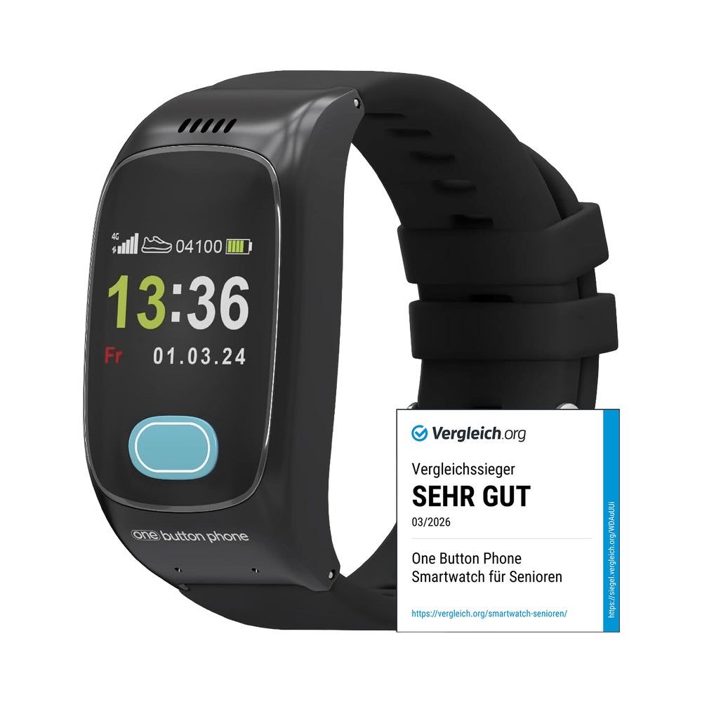 One Button Phone Model 2024 Senioren Smartwatch SOS Notrufuhr GPS Sturzerkennung 1 St