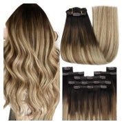 Haarverlängerungen Echthaar Clip Balayage 1-Clip-2-#2 6 24 4 1 St