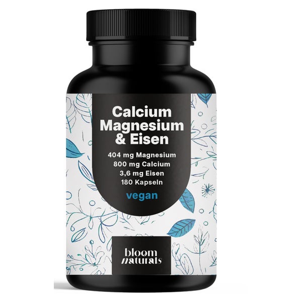 Calcium Magnesium Eisen - 180 Kapseln - Bloom Naturals 180 St