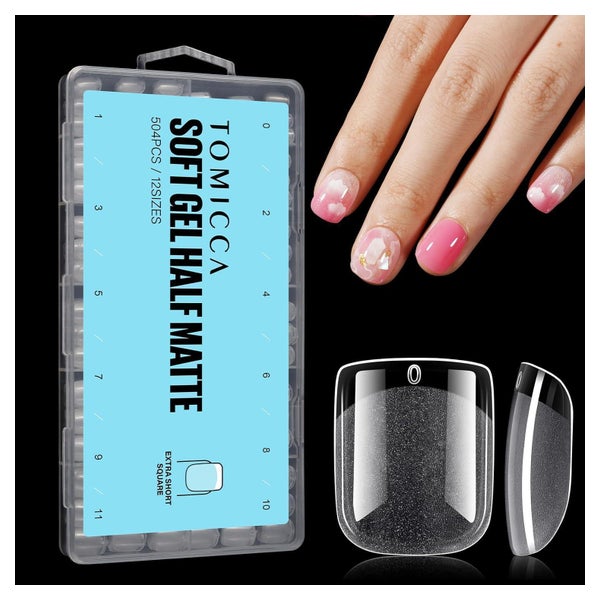 Nageltips Gel Fullcover French 504 12 Größen Ultra kurze Qua 1 St