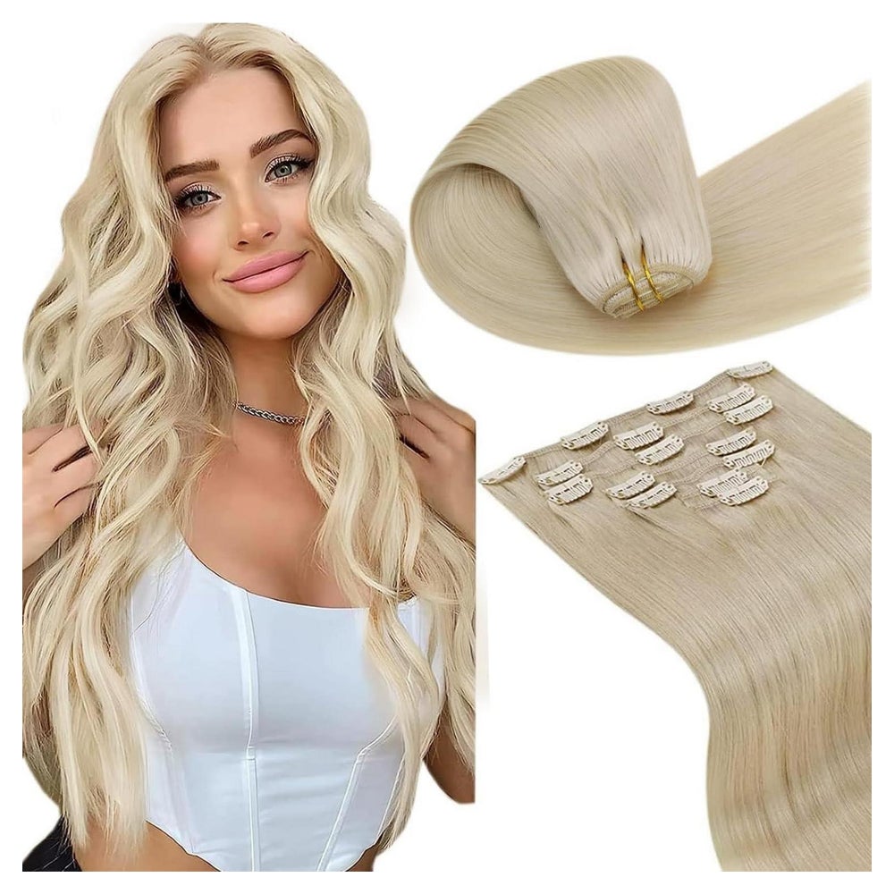 Clip In Extensions Echthaar Hellblond 50cm 7pcs 50cm-7PCS 2. 1 St