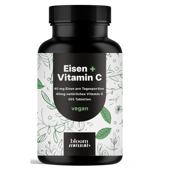Eisen mit Vitamin C - 365 Tabletten - Bloom Naturals 365 St