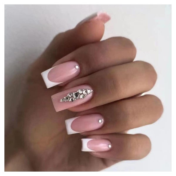 Falsche Nägel Ballerina Französisch Strass Acryl 24er Stil 1 1 St