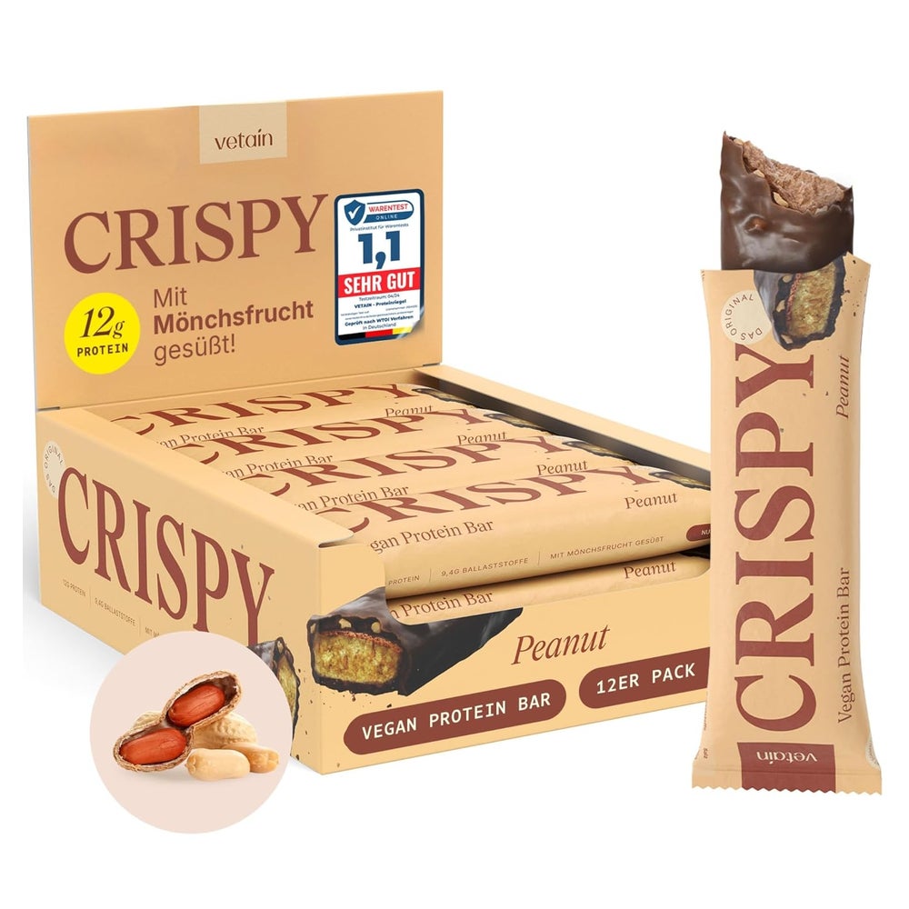 VETAIN Vegan Proteinriegel - Crispy Peanut - 12g Protein 12 St