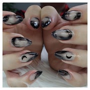 24 Stück Mittel Press on Nails Almond False Nails Schwarz Gr 1 St