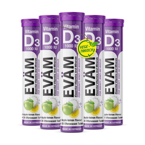 Vitamin D3 1000 IU Brausetabletten hochdosiert 5er Pack 100 St