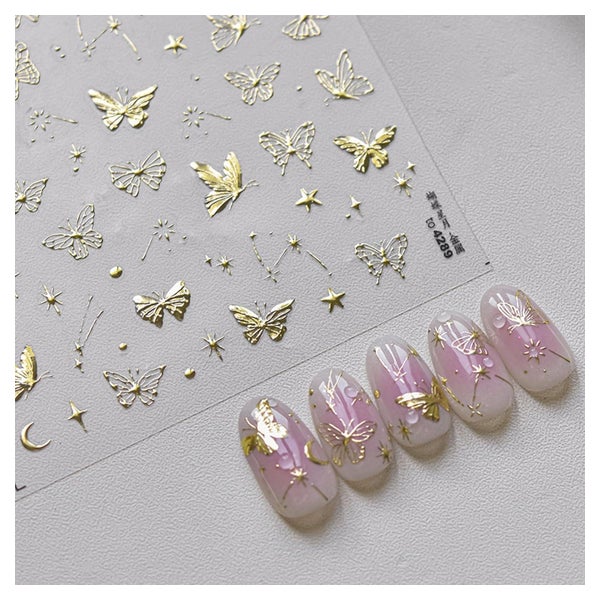 Nagelsticker 3D goldener Schmetterling selbstklebend für Nag 1 St