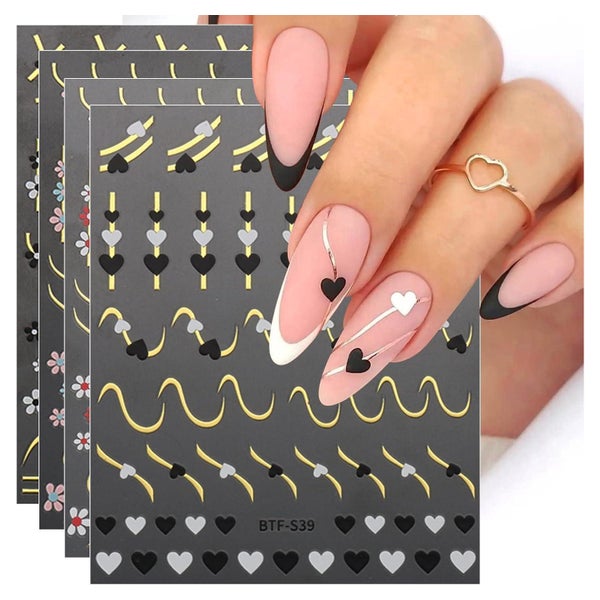 Nagelsticker Herz Blumen selbstklebend Nail Art 9 Blatt 1 St