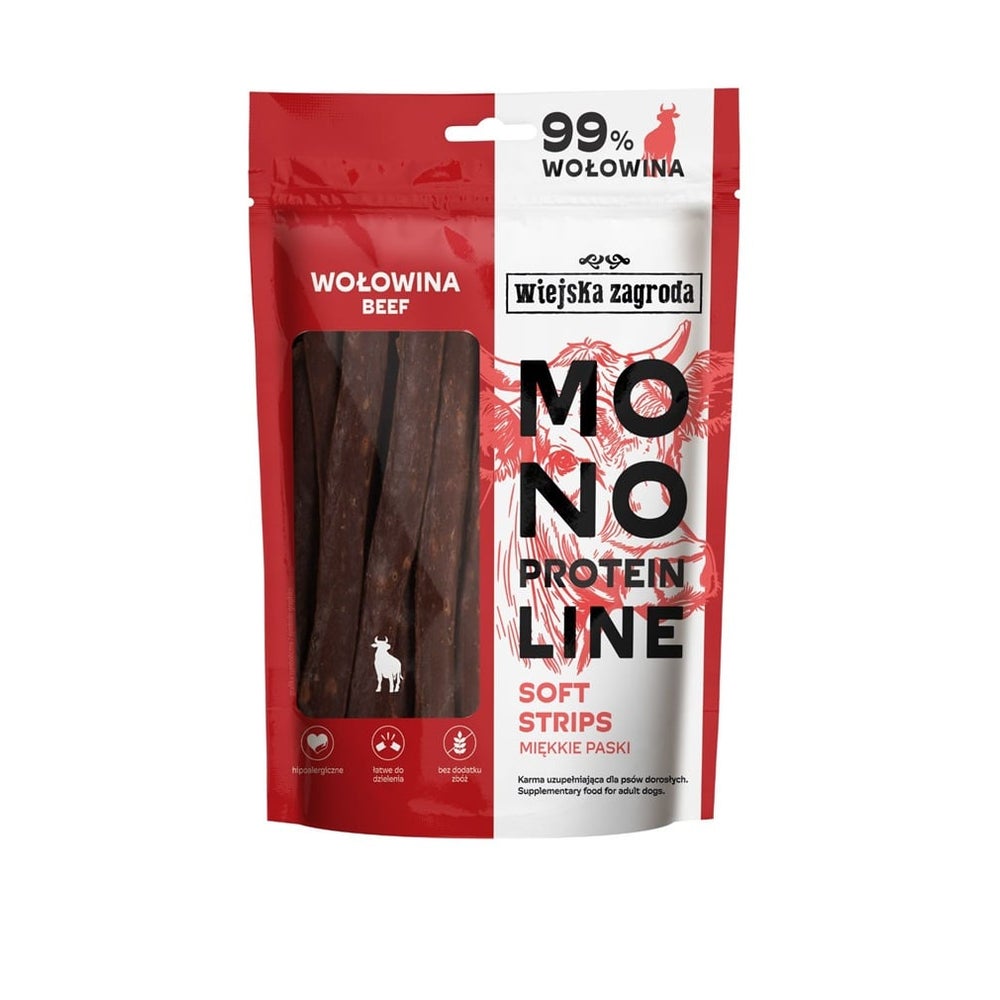 WIEJSKA ZAGRODA Monoproteinowe weiche Streifen für Hunde Rind 0,1 kg