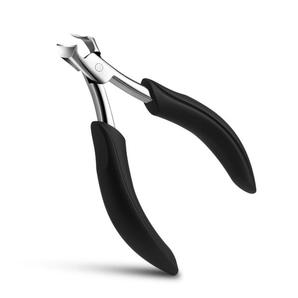 FVION Profi Nagelschere für dicke und eingewachsene Fußnägel, Edelstahl, Schwarz