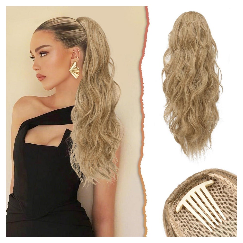Pferdeschwanz Haarteil 60cm Gewellt Kordelzug Blond Gemischt 1 St