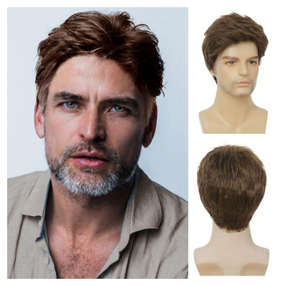 Perücke Herren Kurz Gerade Seitenteil Naturhaar Synthetik Br 1 St