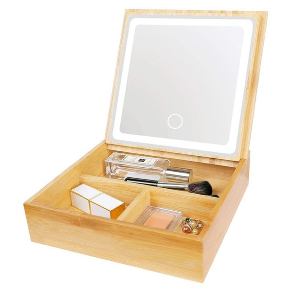 UNIQ 2-in-1 LED-Spiegel & Schmuckorganizer aus Bambus