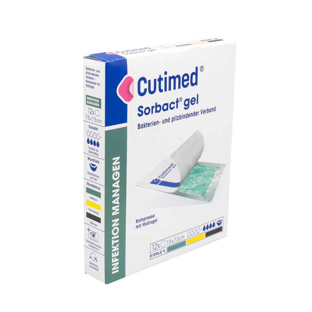 Cutimed Sorbact Gel Kompressen 7,5x7,5 Cm 12 St