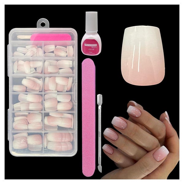 Falsche Nägel Französisch Tips 120 Weiß Kit Gradient Square 1 St
