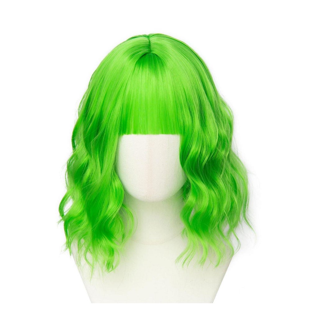 Perücken Grasgrün Bob Lockig Pony #10 Grasgrün mit Fransen 1 1 St