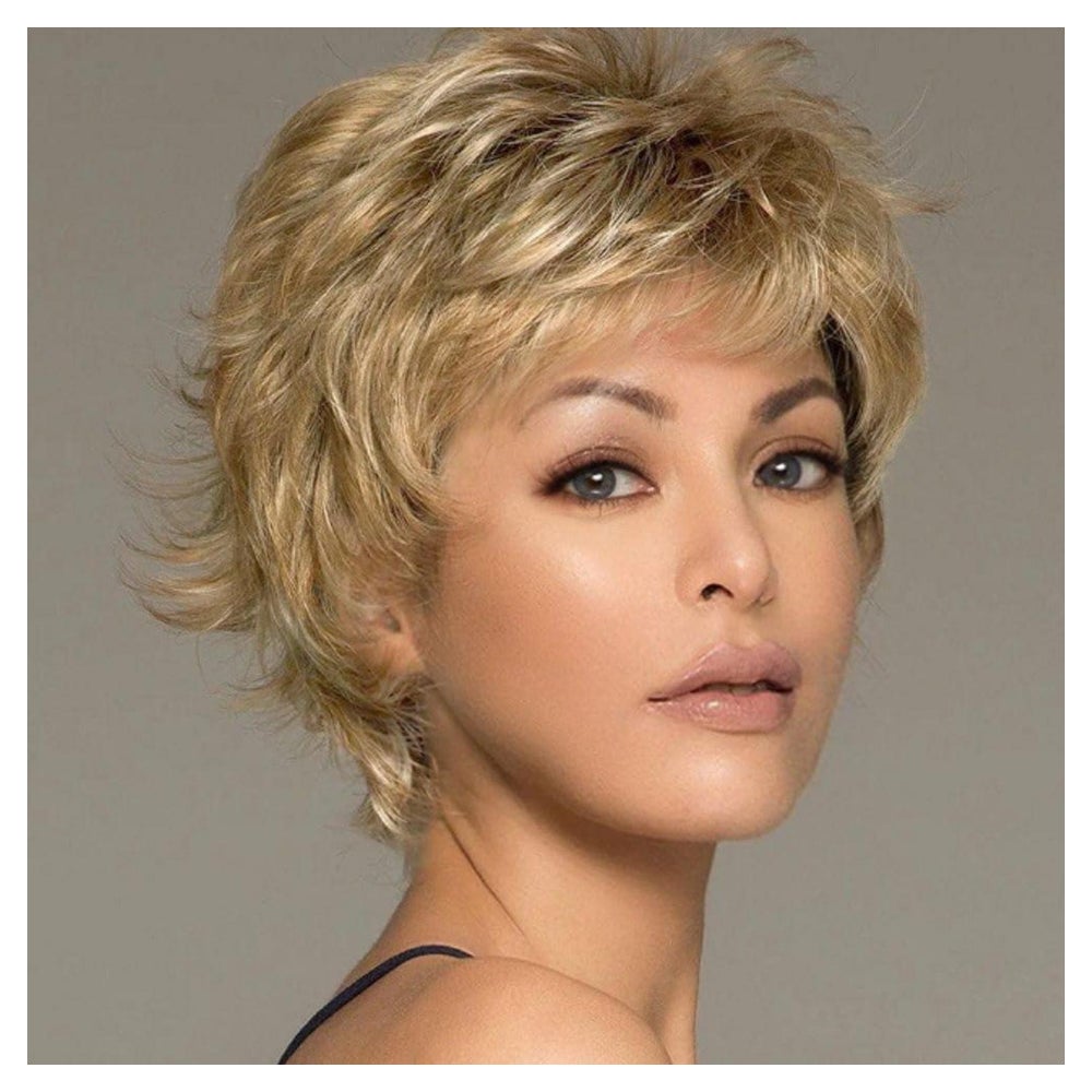 Perücke Pixie Cut Shaggy Layered Hitzebeständige Faser Blond 1 St