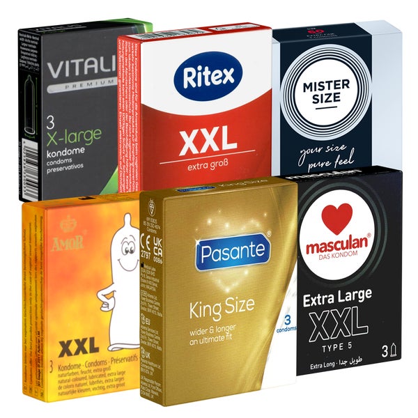 Extra große Kondome Mix 18 Stück, Probierset für breite Pass (18 Kondome) 18 St