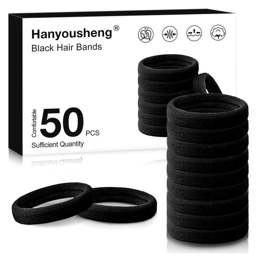 50x Haargummi 8mm Damen Zopfgummi Schwarz Herren Mädchen Sof 1 St