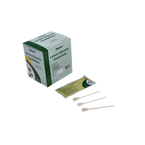 Romed Mundpflegestäbchen Lemon zuckerfrei 10x75 St