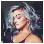 Perücke gewellter Bob mit Pony grau Ombre braun 14 Zoll 1 St
