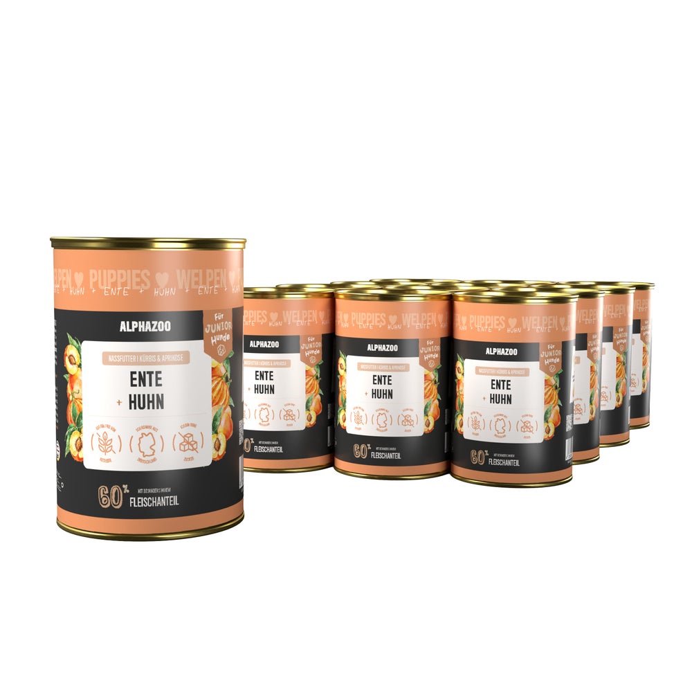 Ente + Huhn Nassfutter für Welpen 12er 4800 g