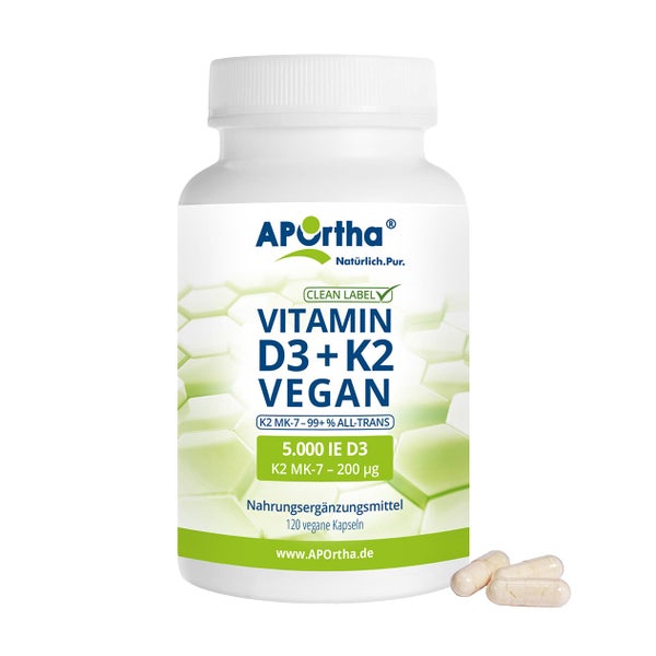 Veganes Vitamin D3 5.000 IE + K2 MK-7 Cyclo® 200 µg-Kapseln 120 St