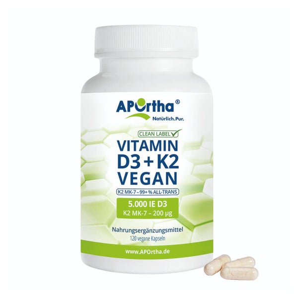 Veganes Vitamin D3 5.000 IE + K2 MK-7 Cyclo® 200 µg-Kapseln 120 St