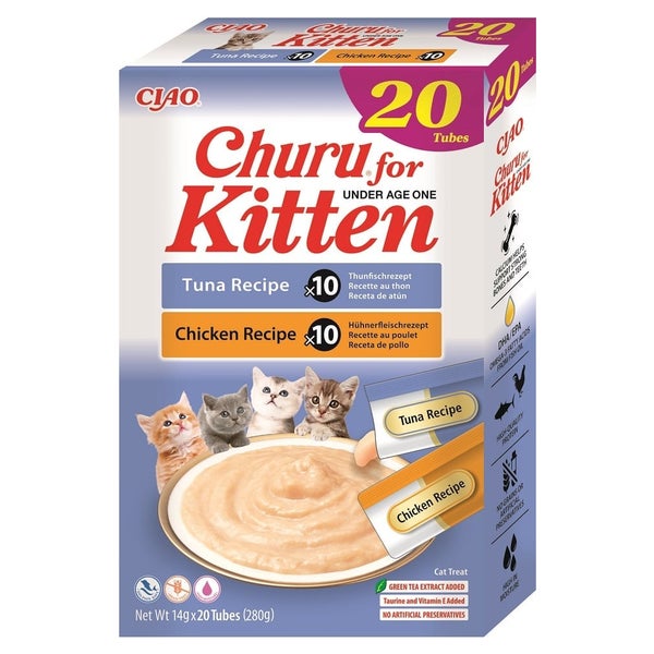 INABA Churu Cat Kitten 20x14g Thunfisch und Huhn cremiger Leckerbissen für Kätzchen 0,28 kg