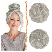 Haarteil Haardutt Messy Bun Gummiband Extensions Damen Grau 1 St