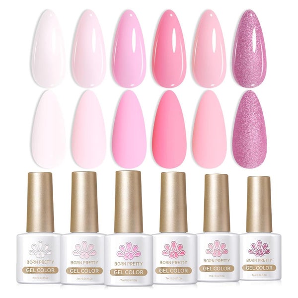 Nagellack UV Gel LED Soak off Nude Rosa Weiß Manicure Rosa B 1 St