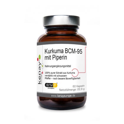 Curcuma BCM-95 Curcugreen + Pipérine Bioperine - 60 Gélules - Complément Anti-Inflammatoire