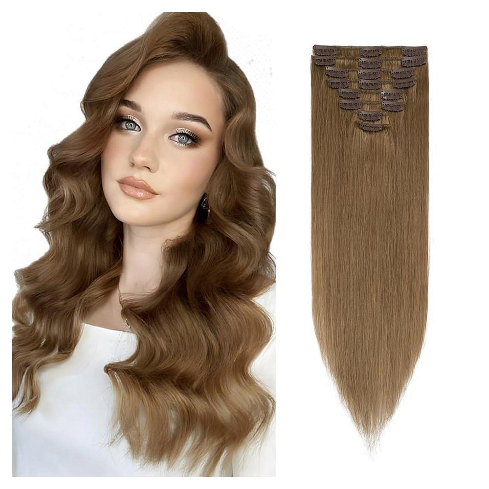 Clip Extensions Haarverlängerung Echthaar #6 Hellbraun 20cm- 1 St