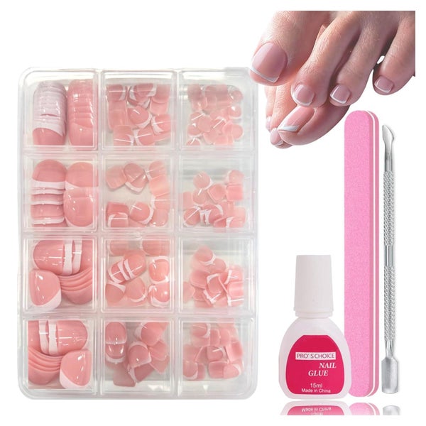 Fußnägel Zehennägel Acryl Nagelspitzen 12 Größen White Frenc 1 St