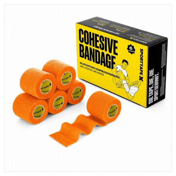 SPORTTAPE Selbstklebender verband - 6 Rollen, 5 cm x 4,5 m Orange 6 St