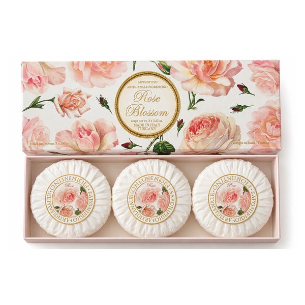 Saponificio Artigianale Fiorentino Rose Blossom Seifen Geschenkset – Rosenduft – Made in Italy 300 g
