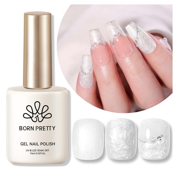 Nagellack UV Gel Weiß Perlmutt Schimmer Soakoff Perlweiß 1 St