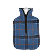 Wärmflasche Klassik 1,8 l Flanellbezug Karo jeansblau 1 St