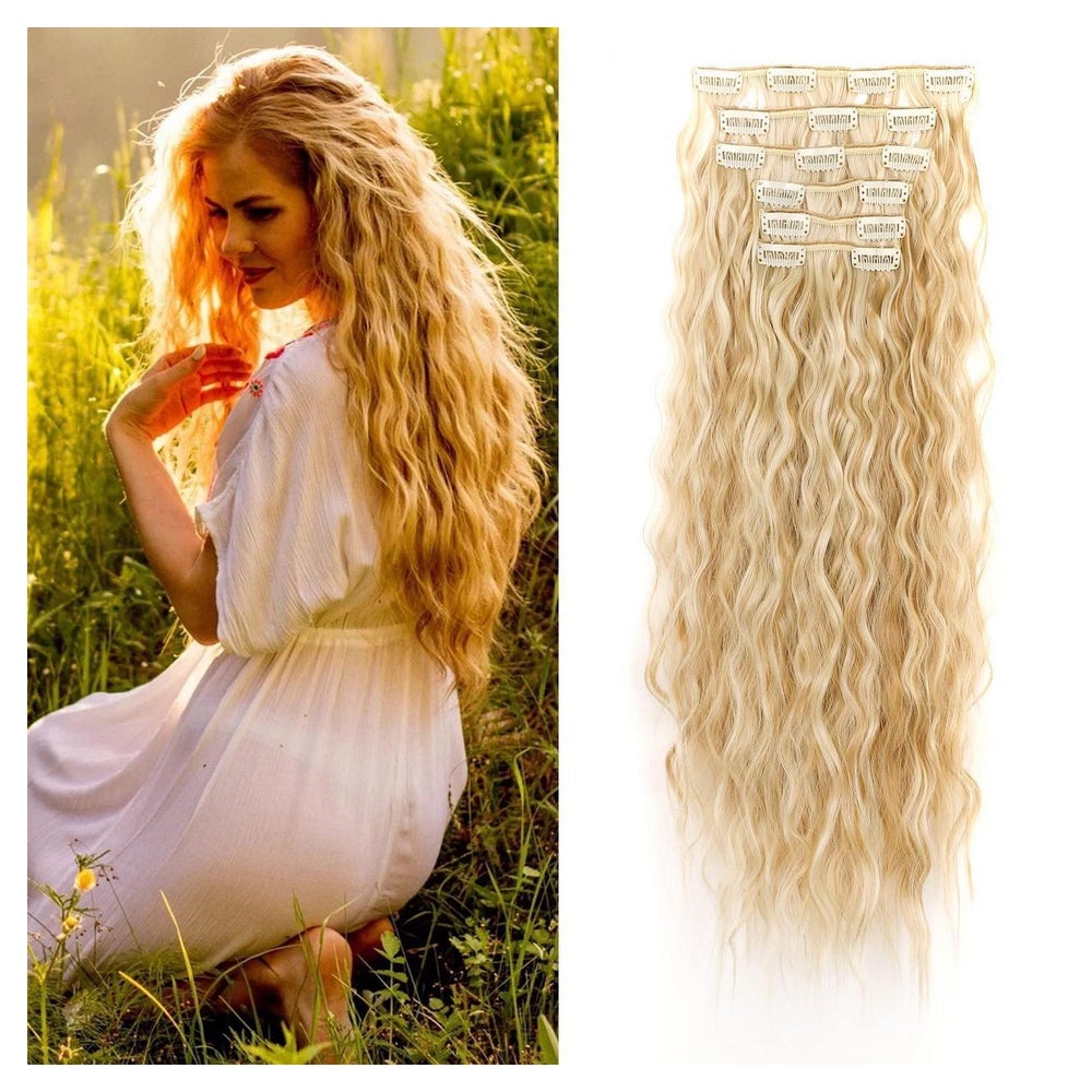 Extensions Clip in Haarteil 6 Tressen 50 cm Naturblond & Ble 1 St